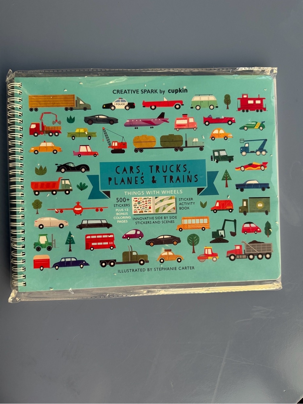 Cars, Trucks, Planes & Trains Sticker Activity Book - Teal